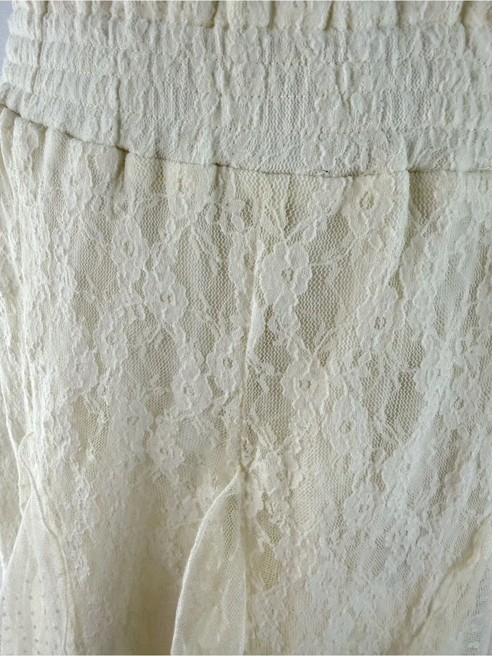 Lucky Brand Festival Ivory Lace Ruffle Elastic Waist Pull On Midi Skirt